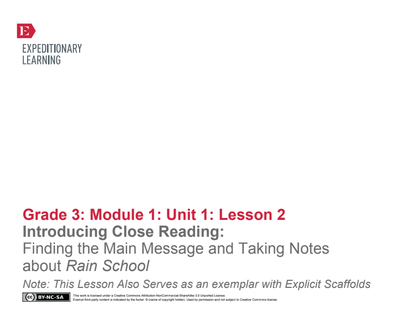 Introducing Close Reading: Finding the Main Message and Taking Notes About Rain School Lesson Plan