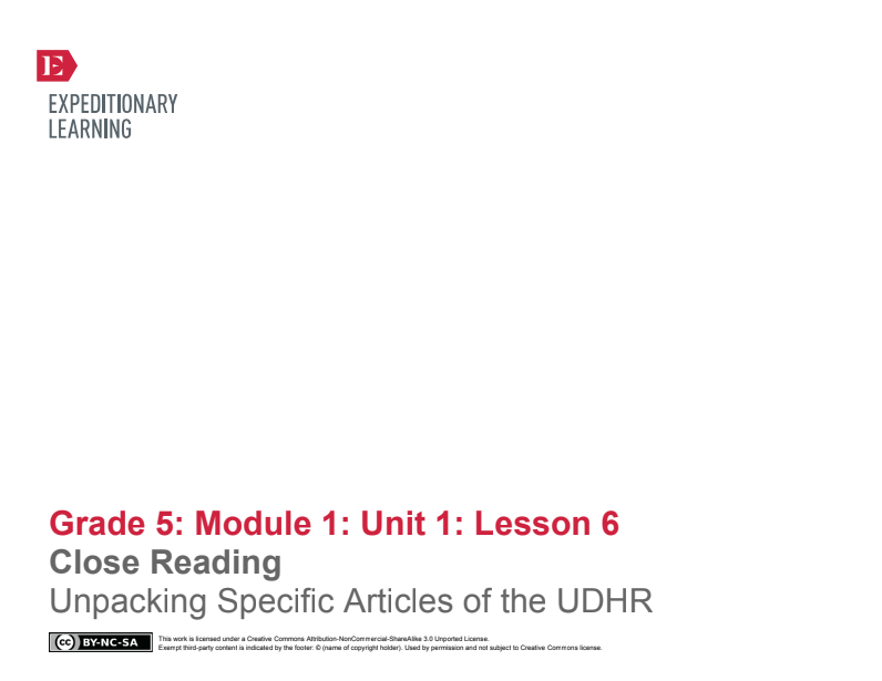 Close Reading: Unpacking Specific Articles of the UDHR Lesson Plan