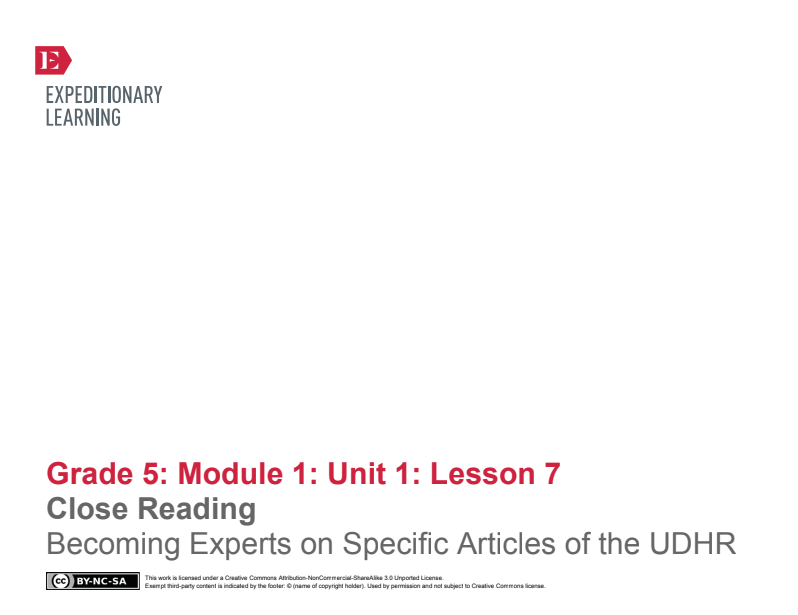 Close Reading: Becoming Experts on Specific Articles of the UDHR Lesson Plan