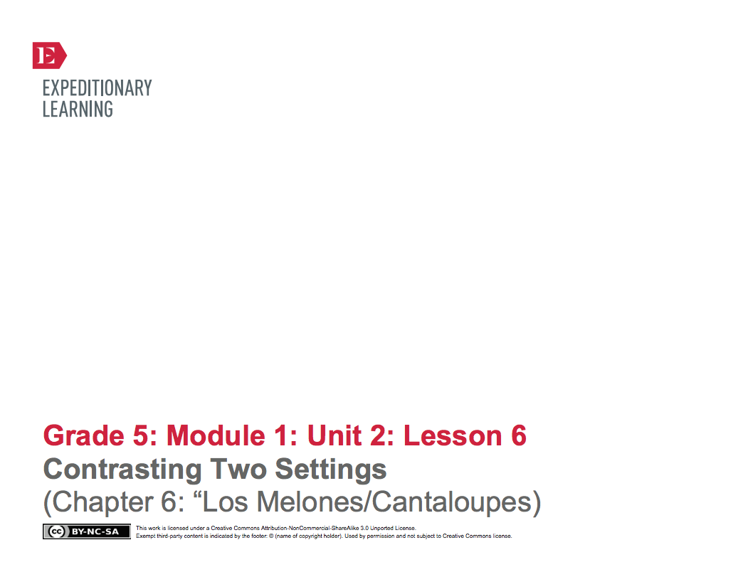 Contrasting Two Settings (Chapter 6: "Lost Melones/Cantalouples") Lesson Plan