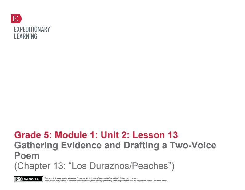 Gathering Evidence and Drafting a Two-Voice Poem (Chapter 13: "Los Duraznos/Peaches") Lesson Plan