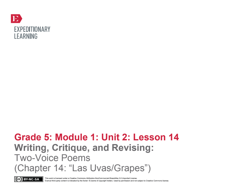 Writing, Critique, and Revising: Two-Voice Poems (Chapter 14: "Las Ucas/Grapes") Lesson Plan