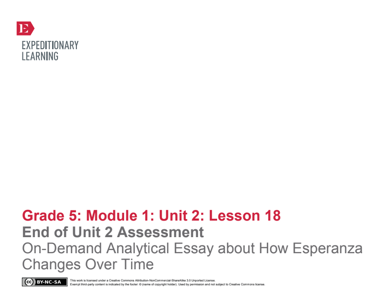 End-Of-Unit 2 Assessment: On-Demand Analytical Essay About How Esperanza Changes Over Time Lesson Plan