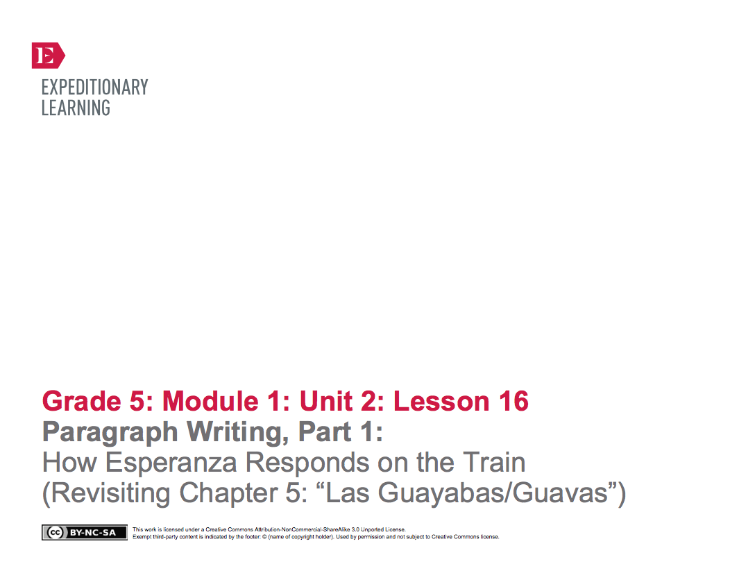 Paragraph Writing, Part 1: How Esperanza Responds on the Train (Revisiting Chapter 5: "Las Guayabas/Guavas") Lesson Plan