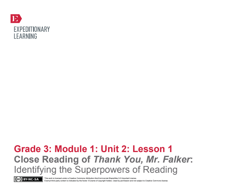 Close Reading of Thank You, Mr. Falker: Identifying the Superpowers of Reading Lesson Plan