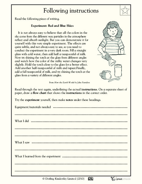 Following Instructions Writing