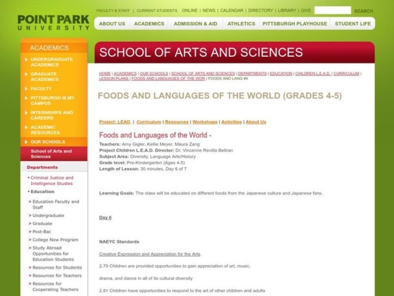 Food and Languages of the World Lesson Plan