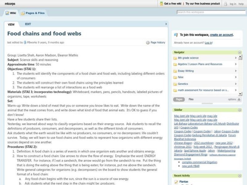 Food Chains and Food Webs Lesson Plan