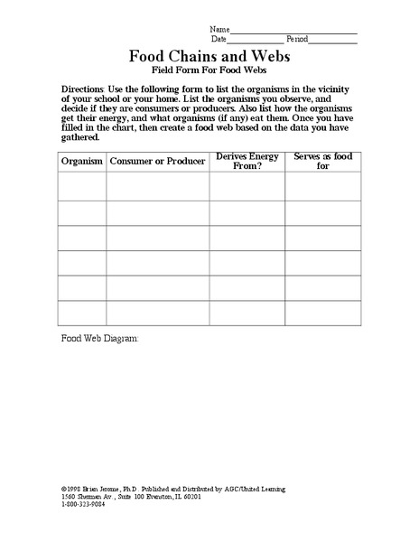 Food Chains and Webs Lesson Plan