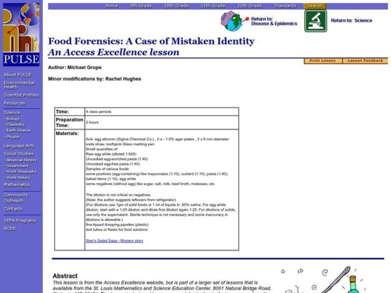 Food Forensics: A Case of Mistaken Identity Lesson Plan