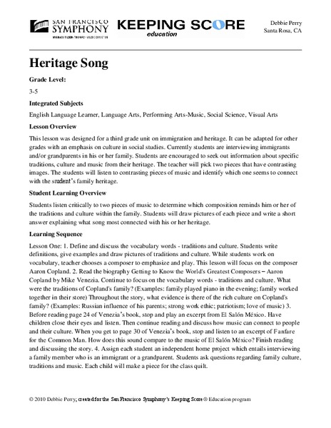 Heritage Song Unit Plan