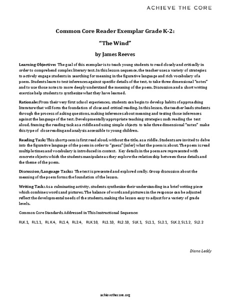 "The Wind" by James Reeves Unit Plan