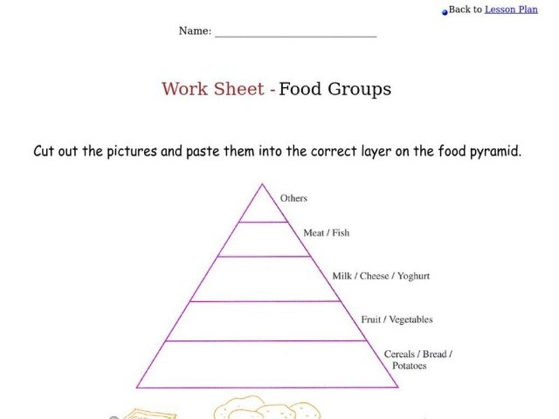 Food Groups Worksheet