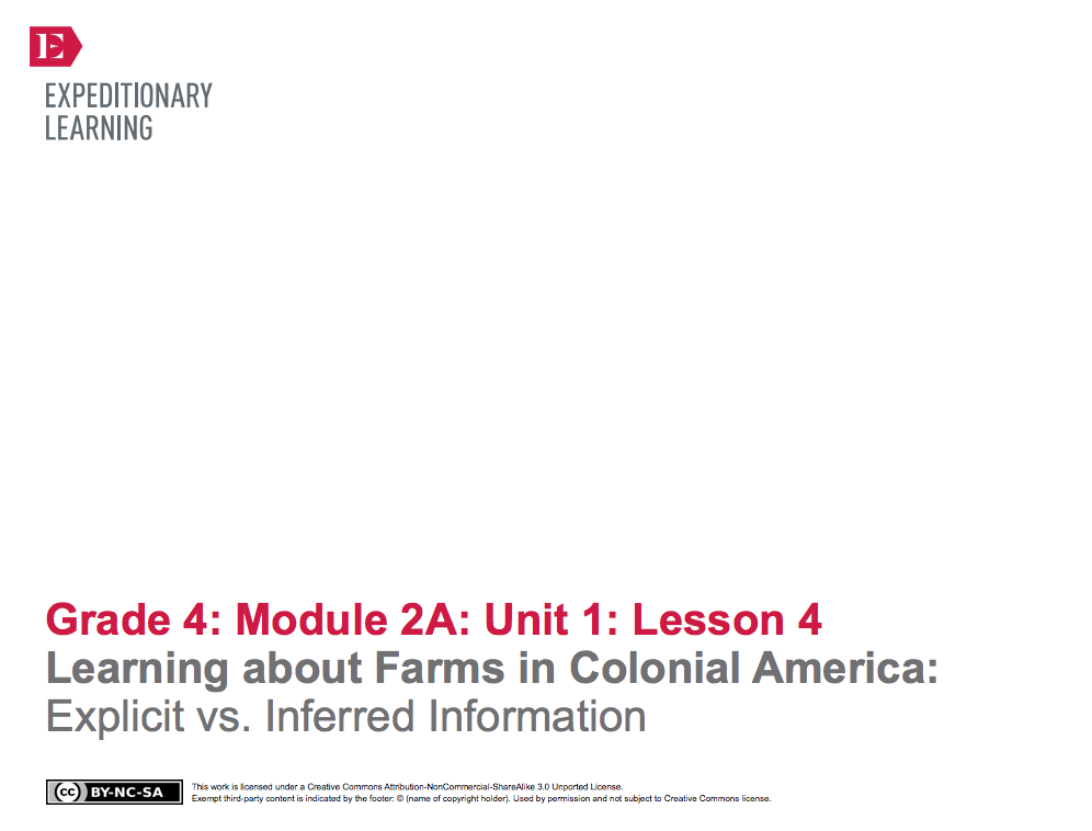 Learning About Farms in Colonial America: Explicit vs. Inferred Information Lesson Plan