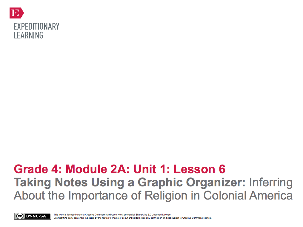 Taking Notes Using a Graphic Organizer: Inferring About the Importance of Religion in Colonial America Lesson Plan