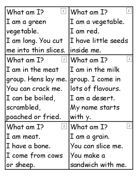 Food Matching Worksheet