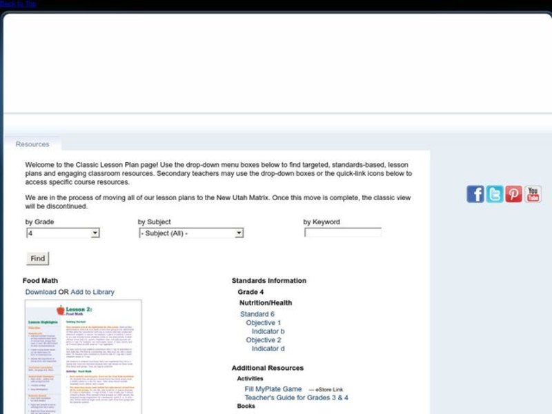 Food Math Lesson Plan