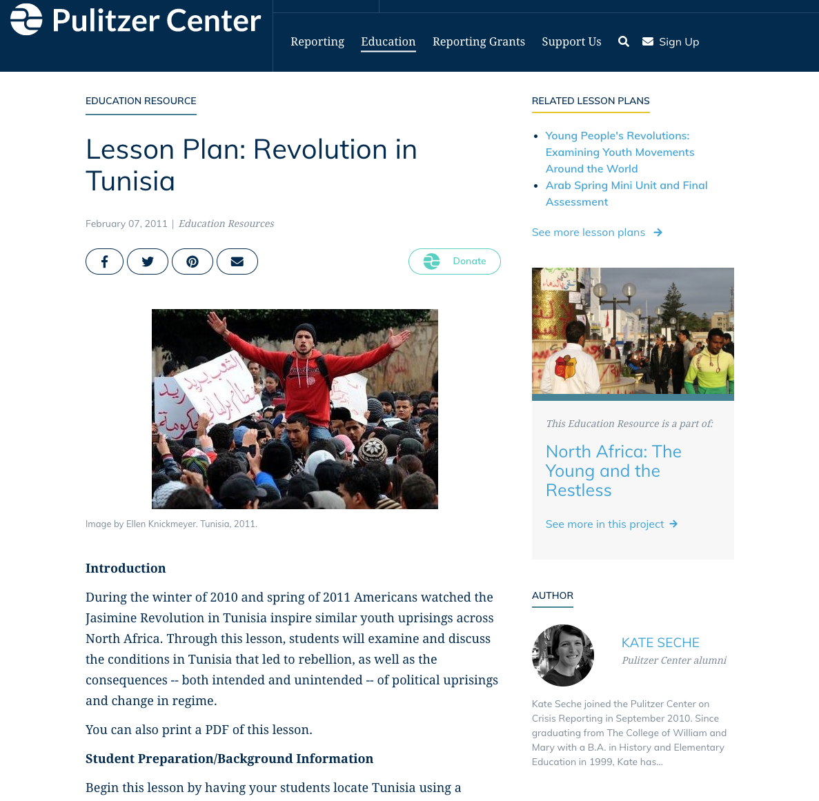 Revolution in Tunisia Lesson Plan