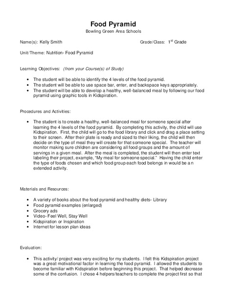 Food Pyramid Lesson Plan