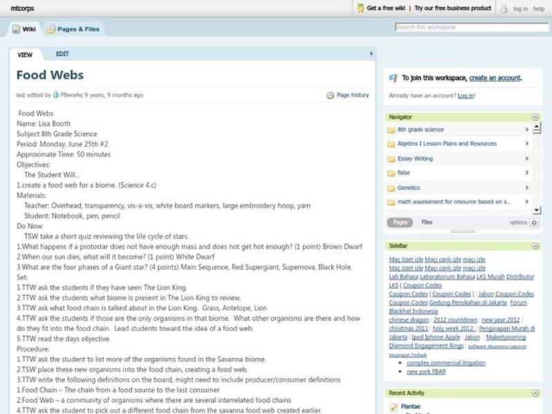 Food Webs Lesson Plan