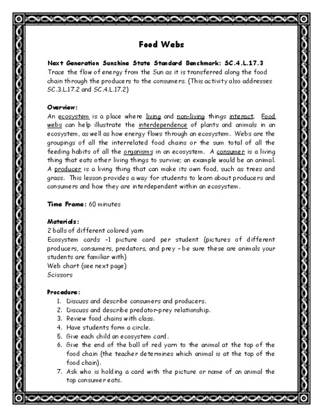 Food Webs Lesson Plan