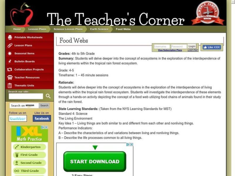 Food Webs Lesson Plan