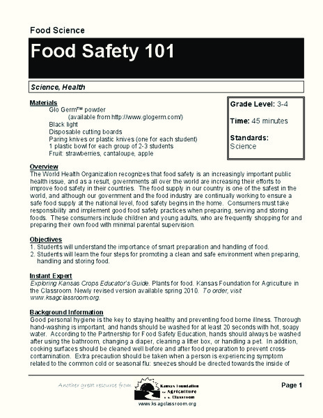 Food Safety Lesson Plan