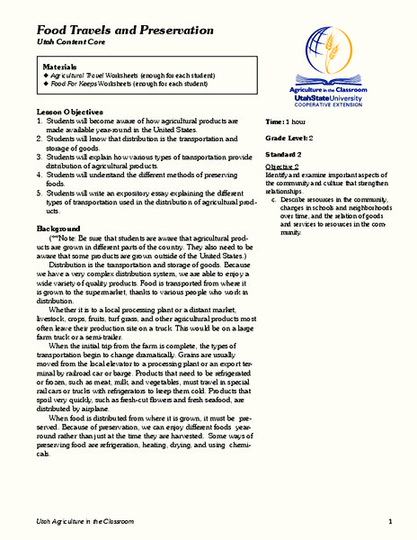 Food Travels and Preservation Lesson Plan