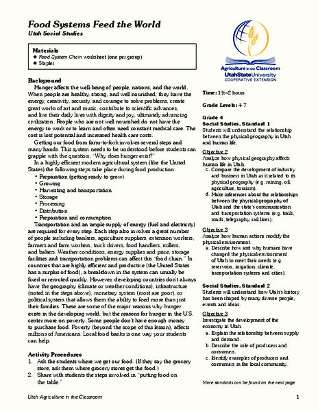 Food Systems Feed the World Lesson Plan