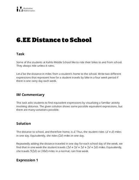 Distance to School Activity