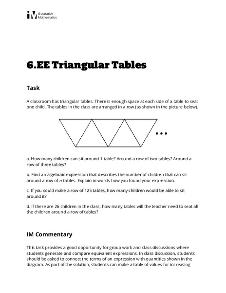Triangular Tables Activity
