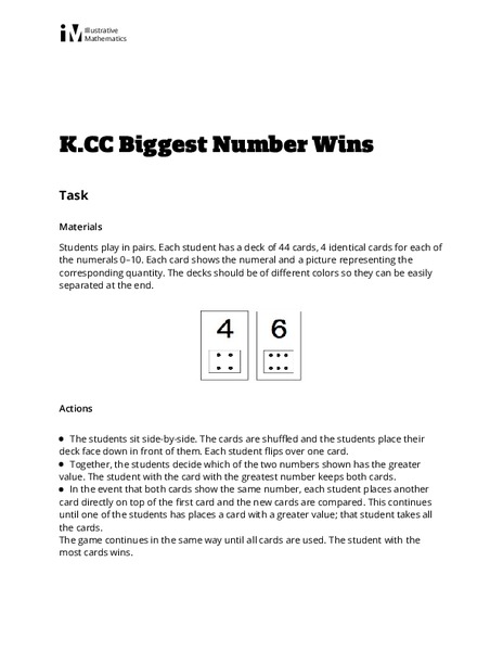 Biggest Number Wins Activity