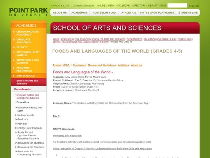 Foods and Languages of the World Lesson Plan