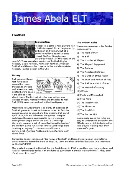 Football Worksheet