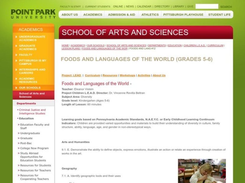 Foods and Languages of the World Lesson Plan