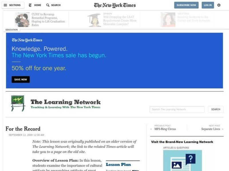 For the Record Lesson Plan