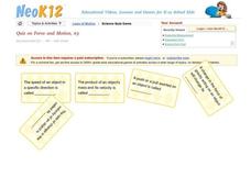 Force and Motion Quiz #3 Interactive