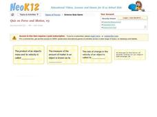 Force and Motion Quiz #3 Interactive