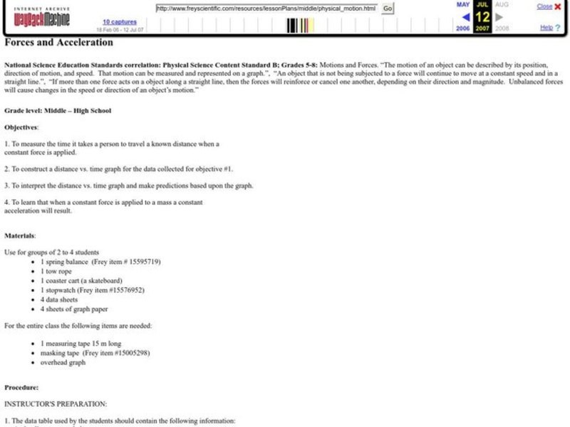 Forces and Acceleration Lesson Plan