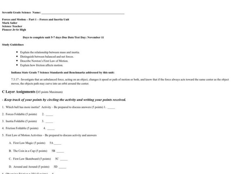 Forces and Motion Lesson Plan