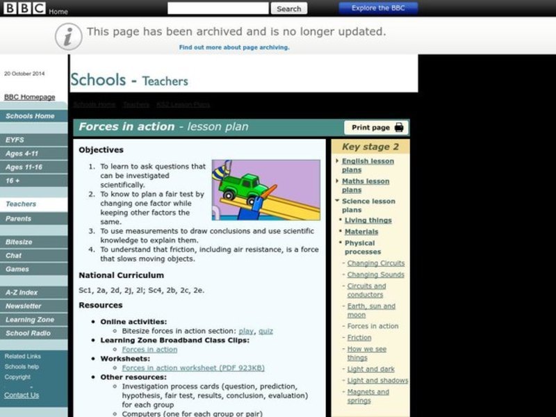 Forces in Action Lesson Plan