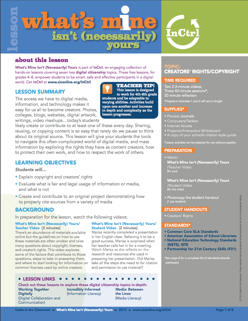 What's Mine Isn't (Necessarily) Yours Lesson Plan