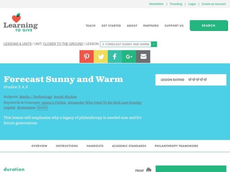 Forecast Sunny and Warm Lesson Plan