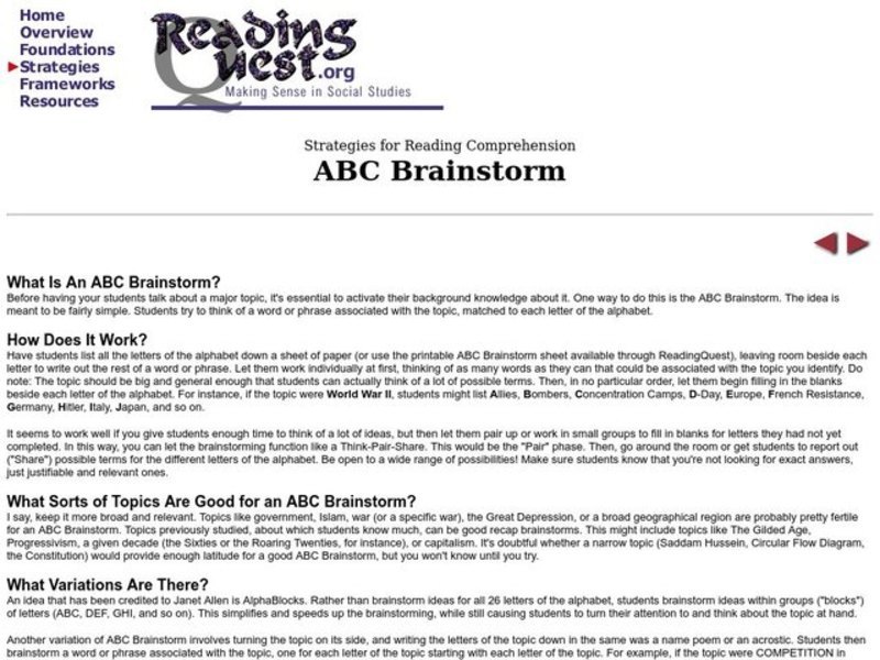ABC Brainstorm Lesson Plan