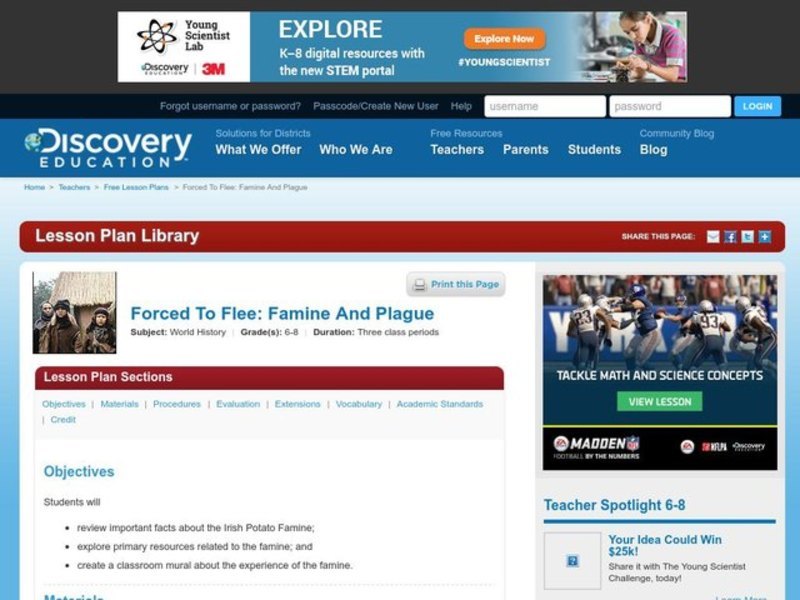 Forced to Flee: Famine and Plague Lesson Plan