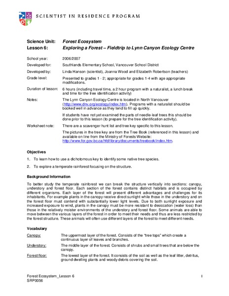 Forest Ecosystem Lesson Plan