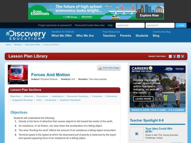 Forces and Motion Lesson Plan