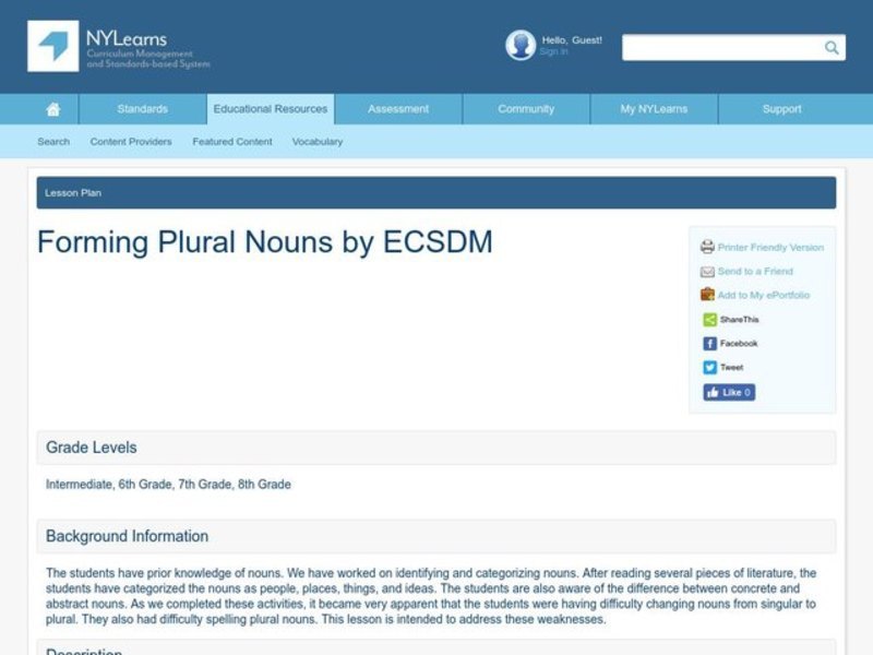 Forming Plural Nouns Lesson Plan