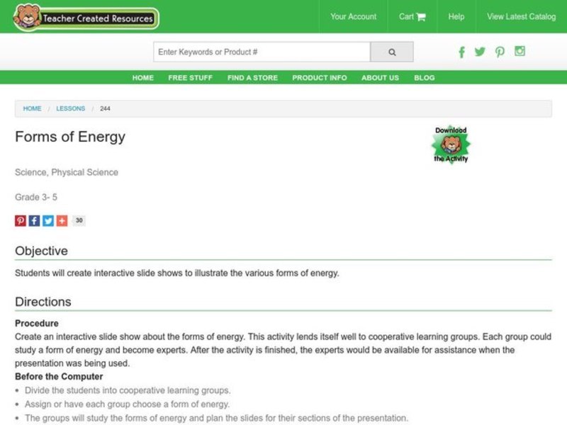 Forms of Energy Lesson Plan