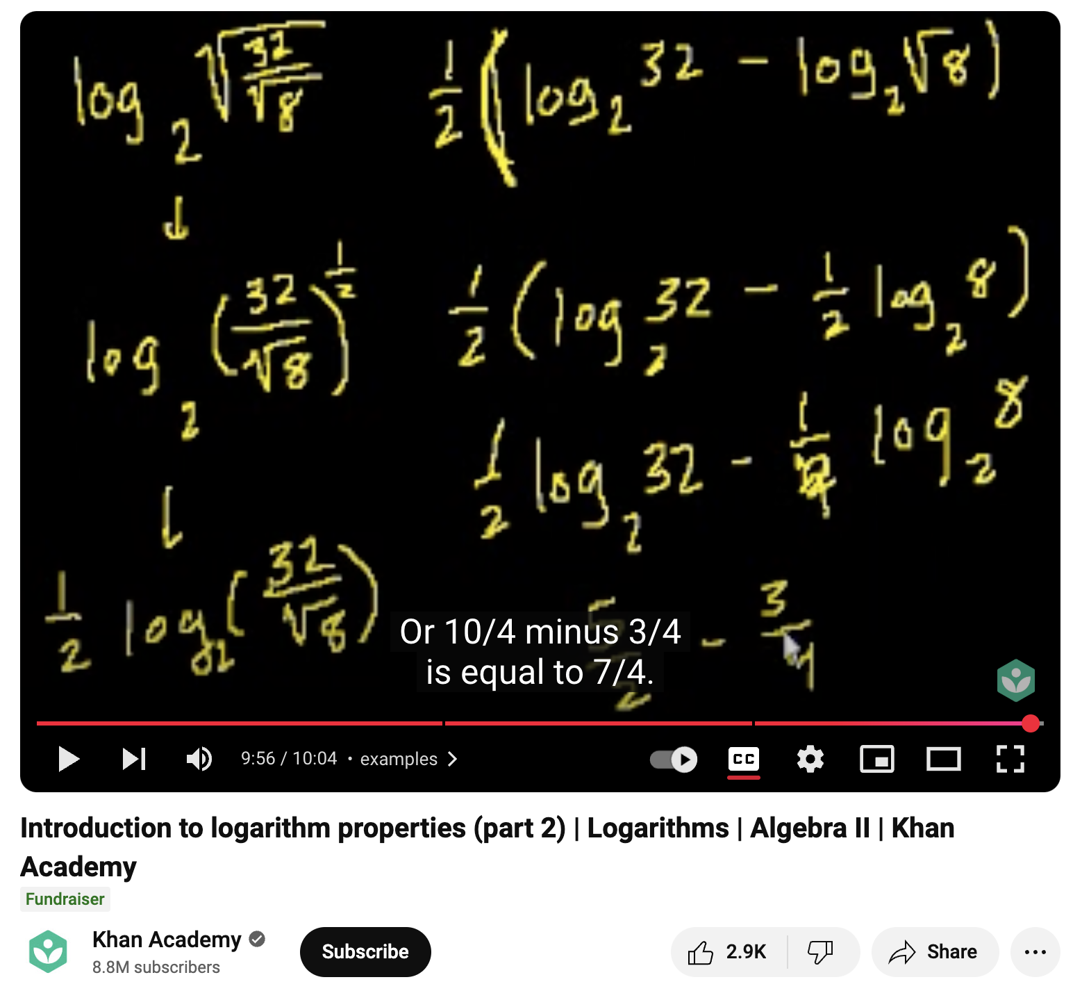 Introduction to Logarithm Properties (Part 2), Logarithms Instructional Video